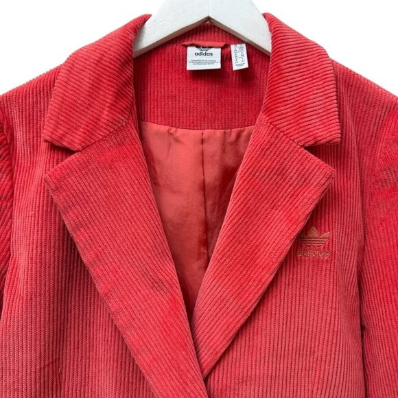 Adidas Corduroy Boyfriend Blazer Small Coral Womens Jacket Logo Oversized NWOT - Picture 4 of 16